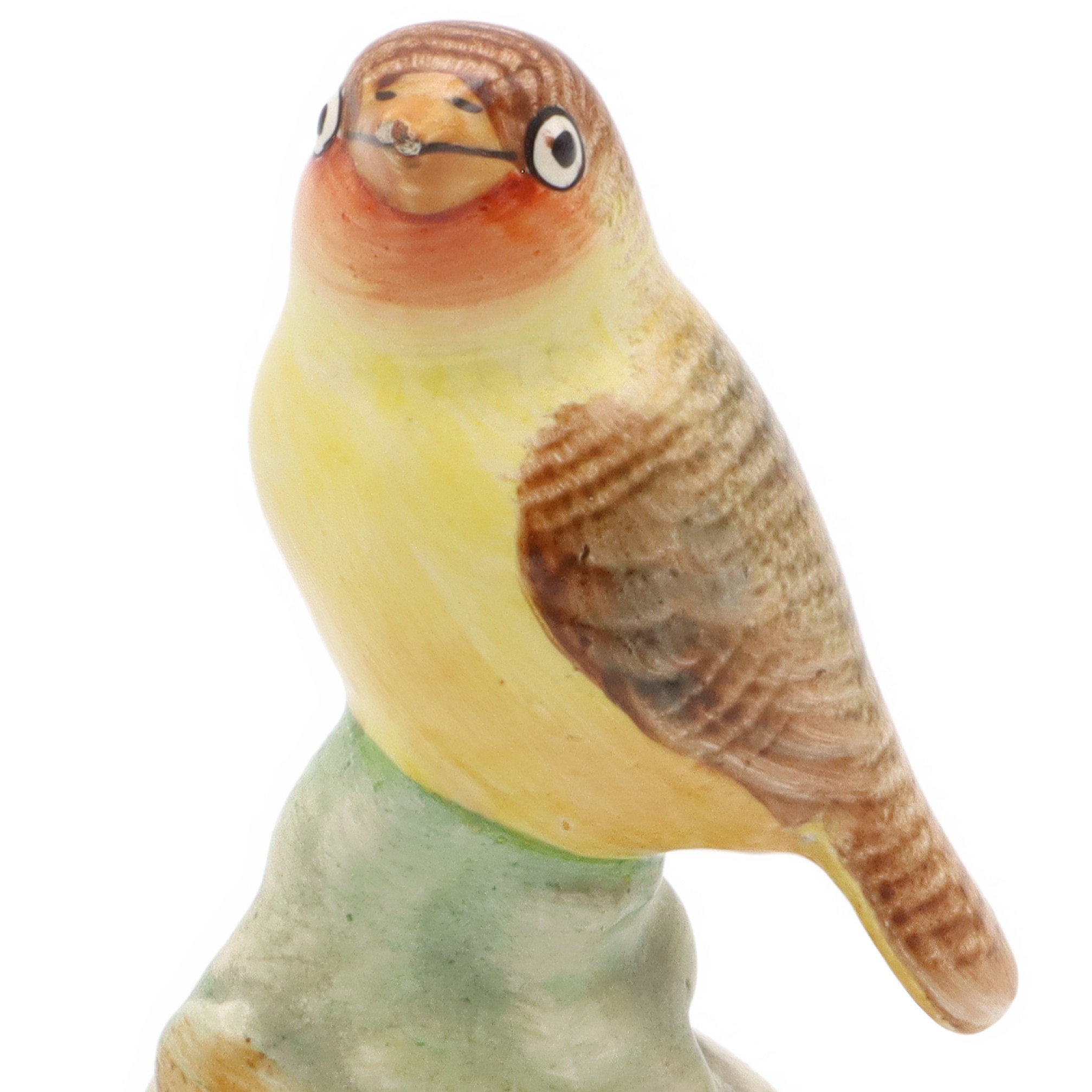 Gelber Vogel Handbemalte Porzellanfigur, Vogelkunst Sammelstück, Haustierfigur, Vintage Keramikskulptur